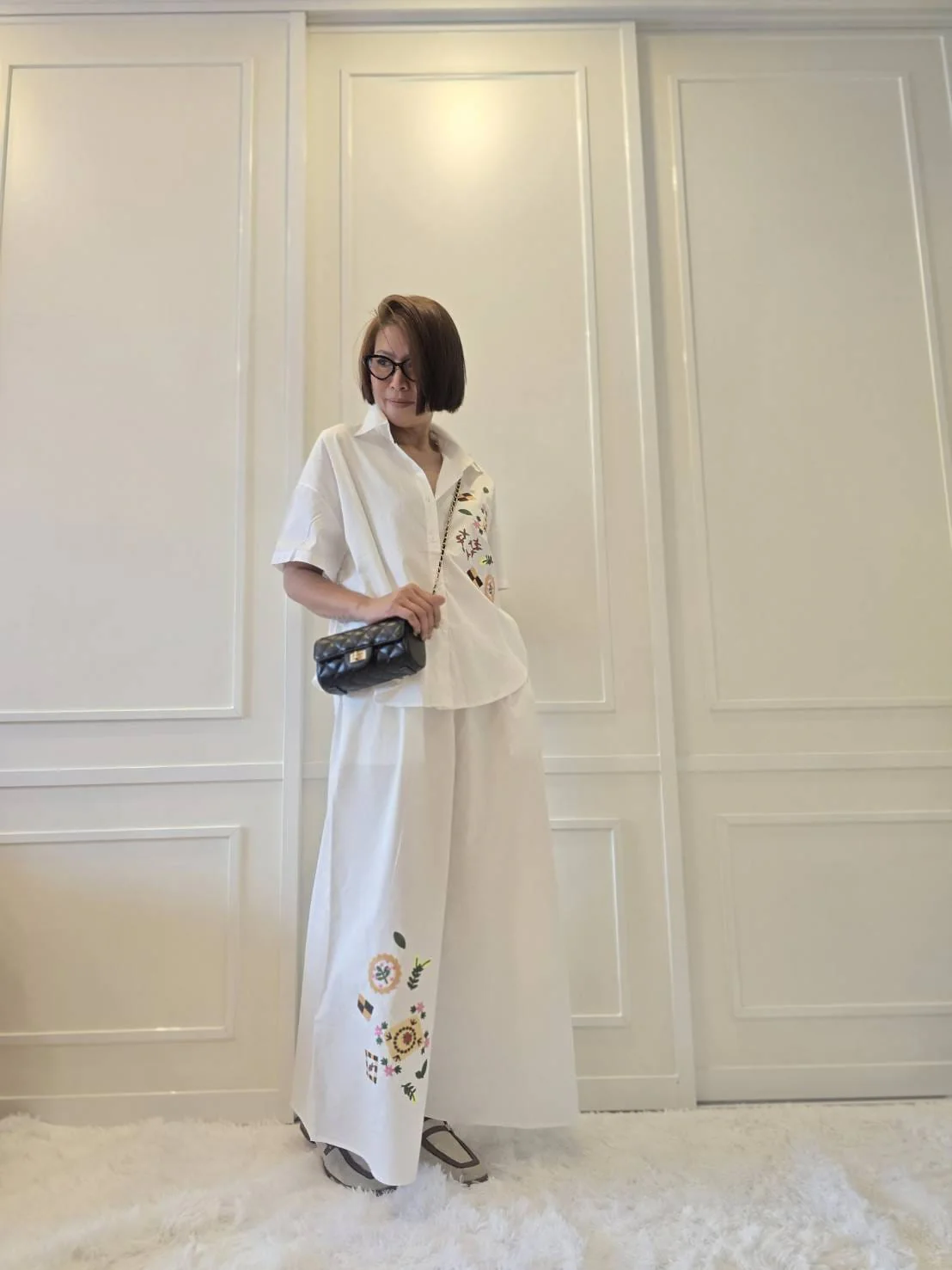 Crisp White Abstract Embroidered Cotton Co-ord Set - Image 3