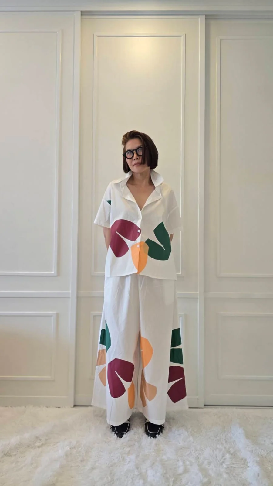 Marble White Abstract Printed Cotton Co-ord Set