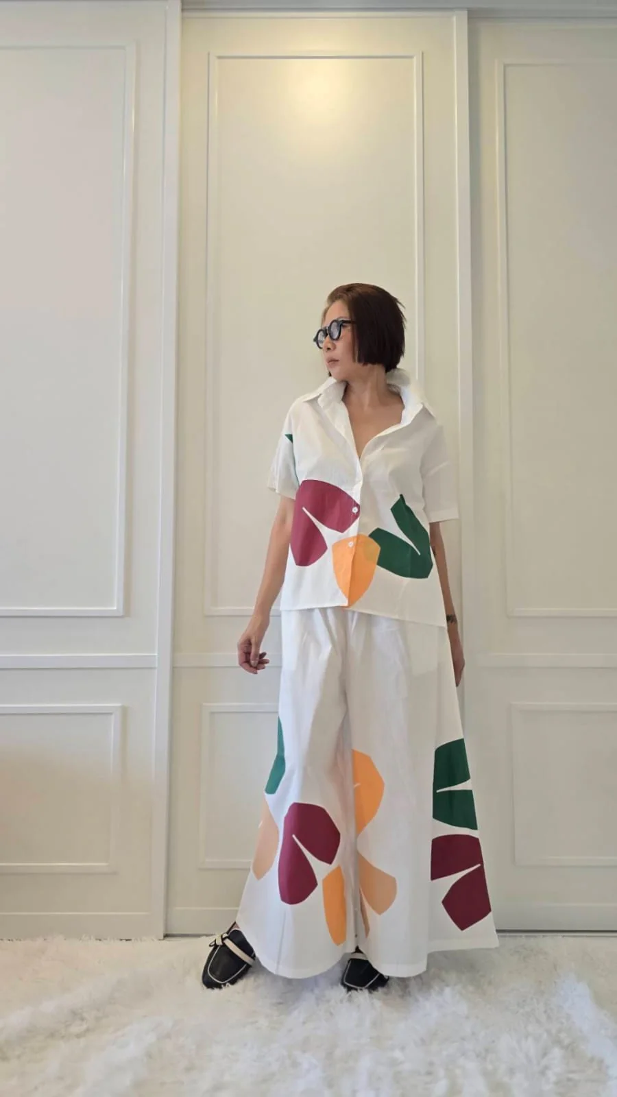 Marble White Abstract Printed Cotton Co-ord Set - Image 3
