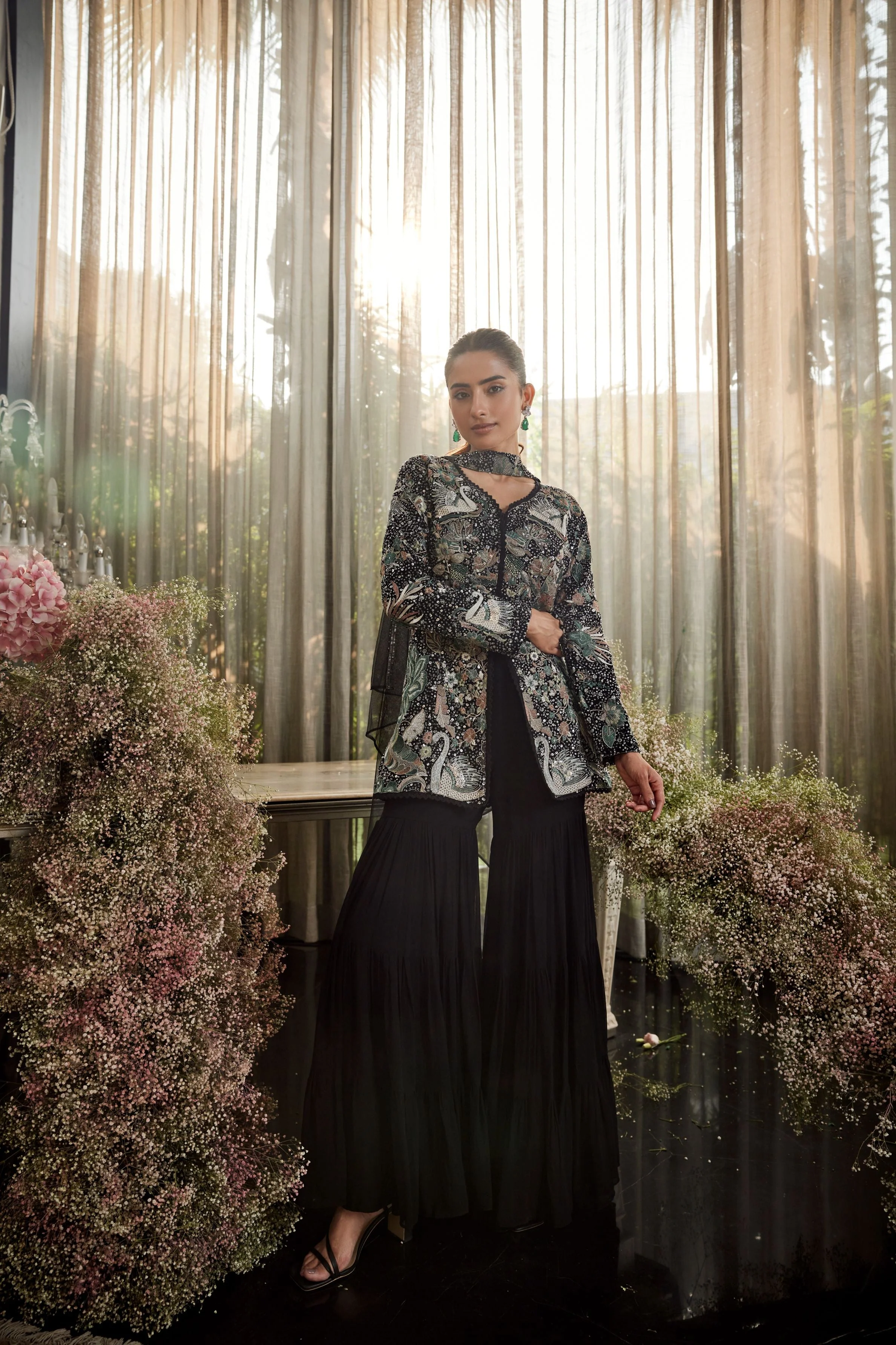Midnight Glimmer ShararaMidnight Glimmer Sharara Set Set - Image 2