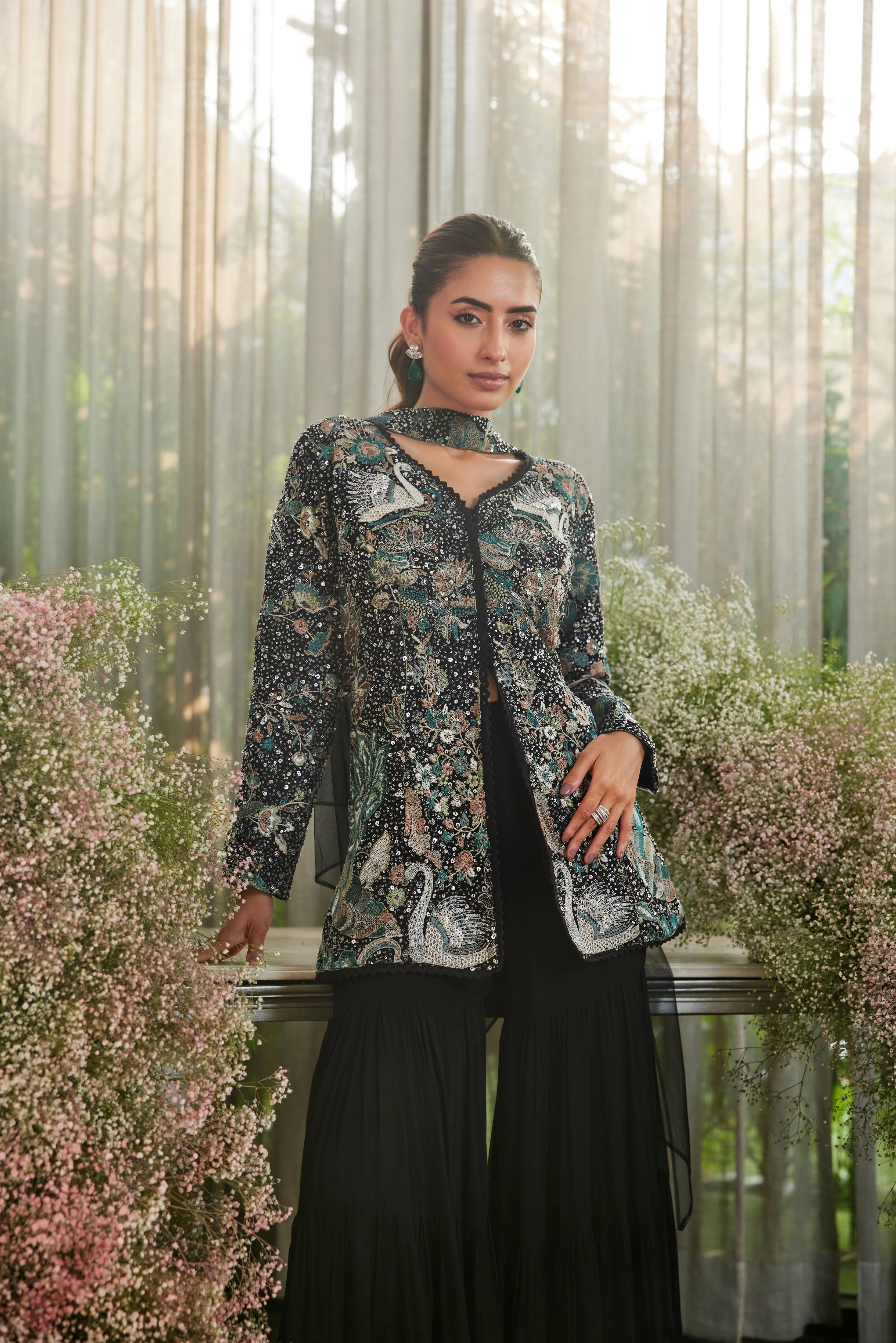 Midnight Glimmer ShararaMidnight Glimmer Sharara Set Set - Image 4