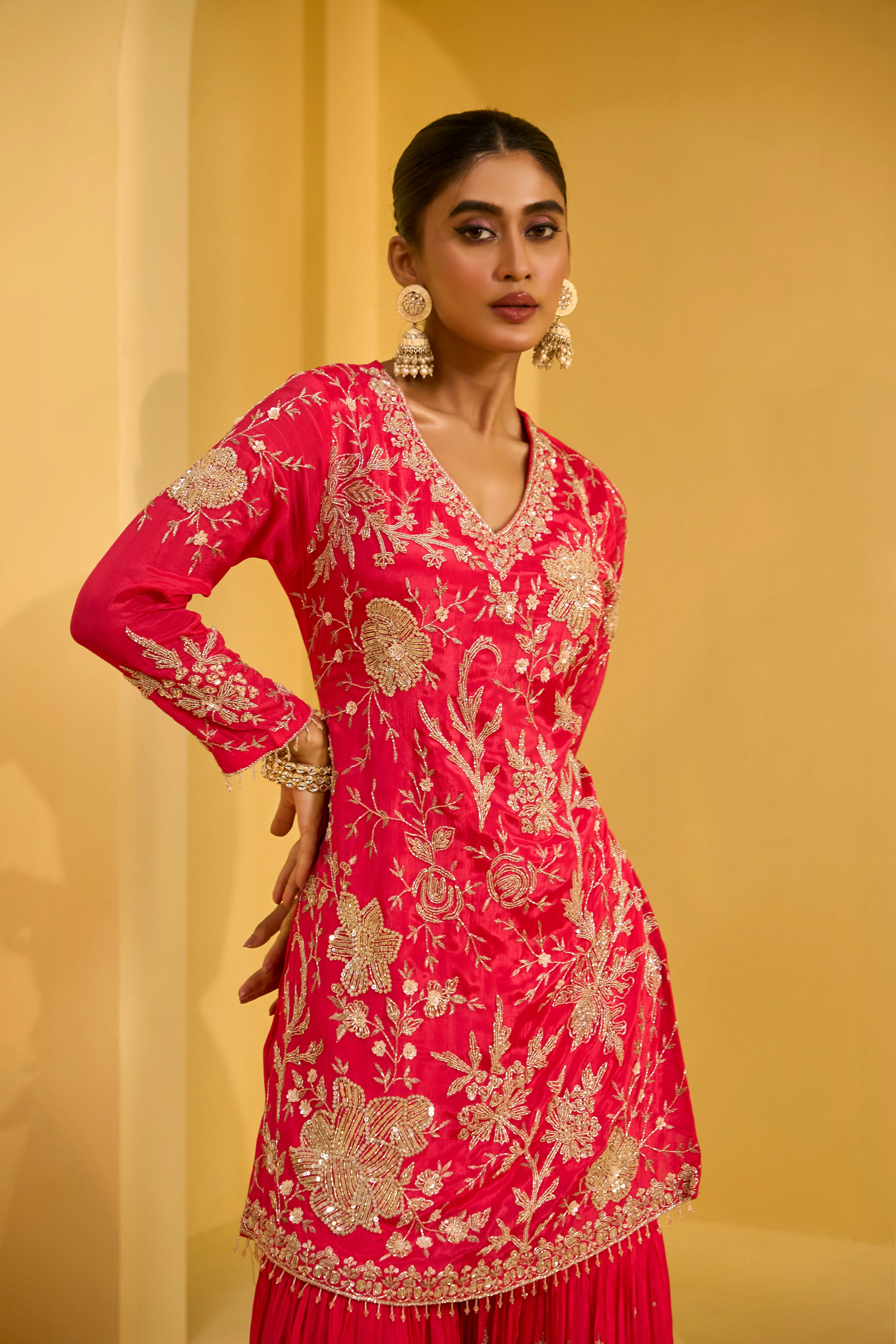 Ruhani Handwork Chinon Silk Sharara Set - Image 2