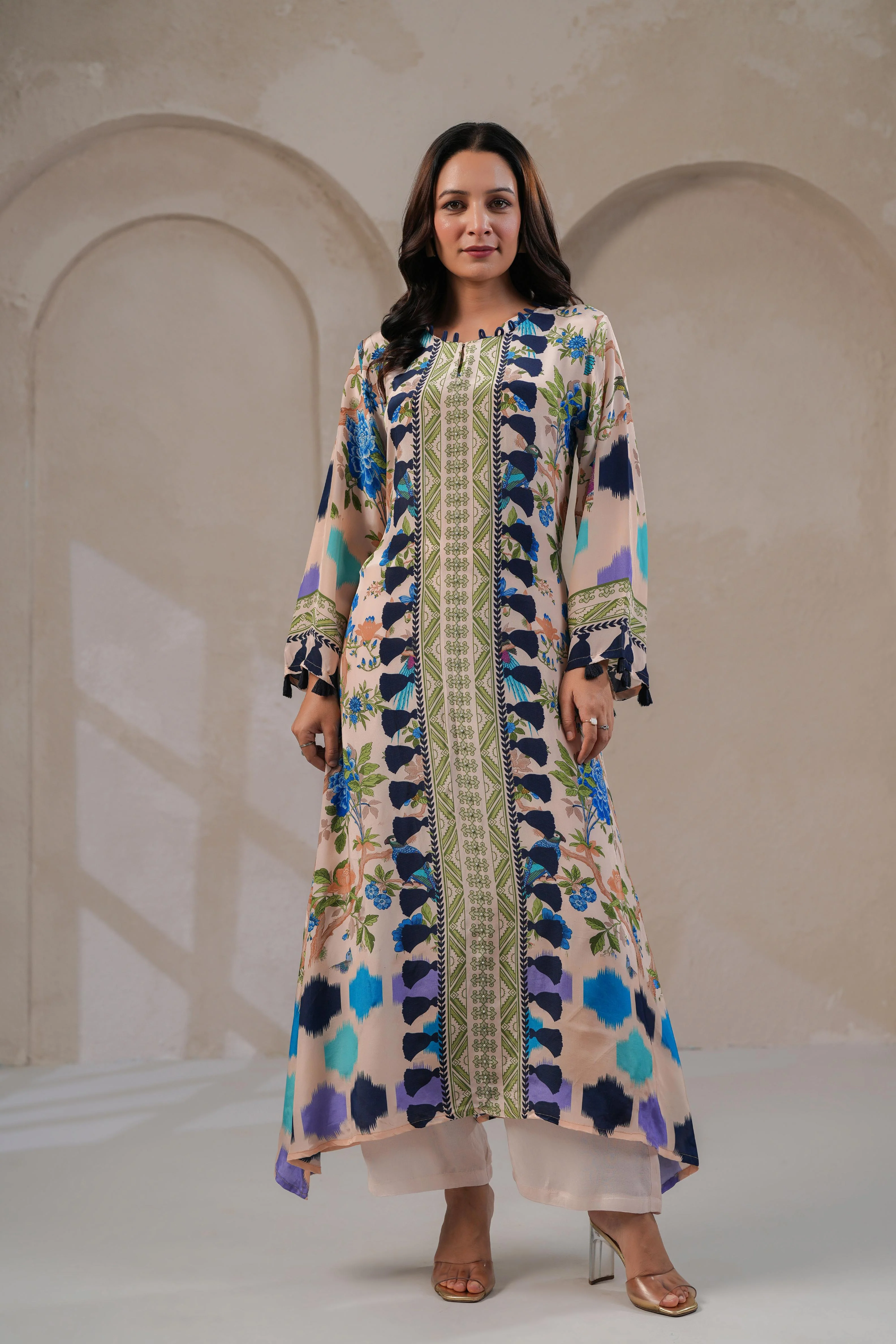 Blush Nude Botanical Kurta Set