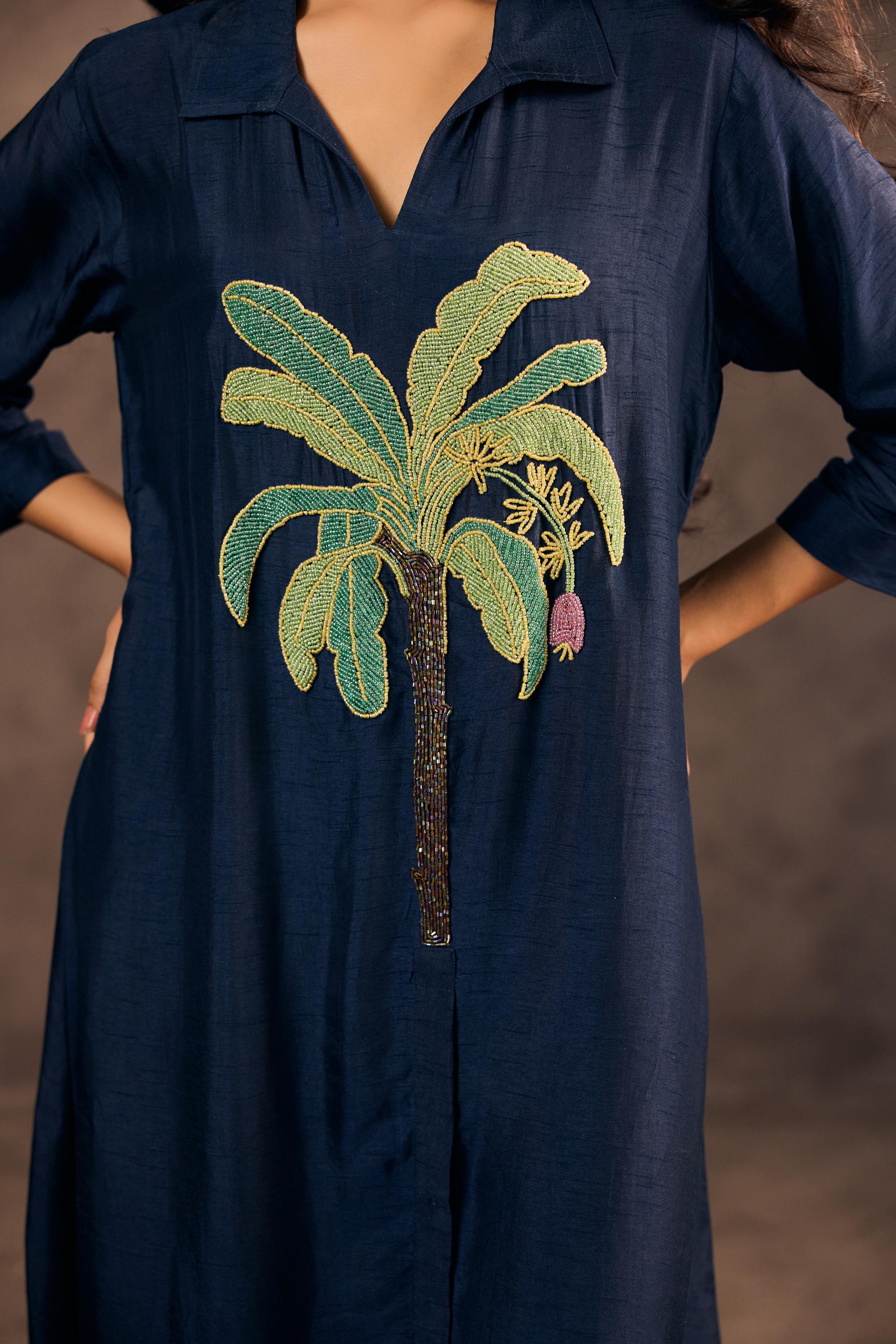 Celestial Blue Embellished Raw Silk Kurta Set - Image 2