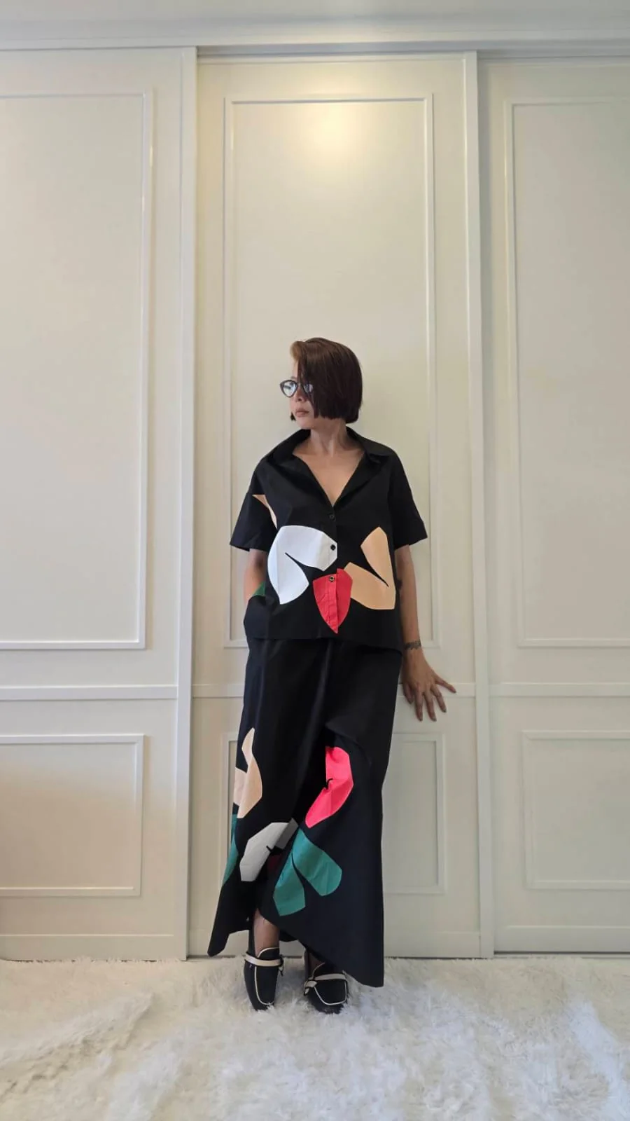 Classic Black. Abstract Printed Cotton Co-ord Set - Image 2