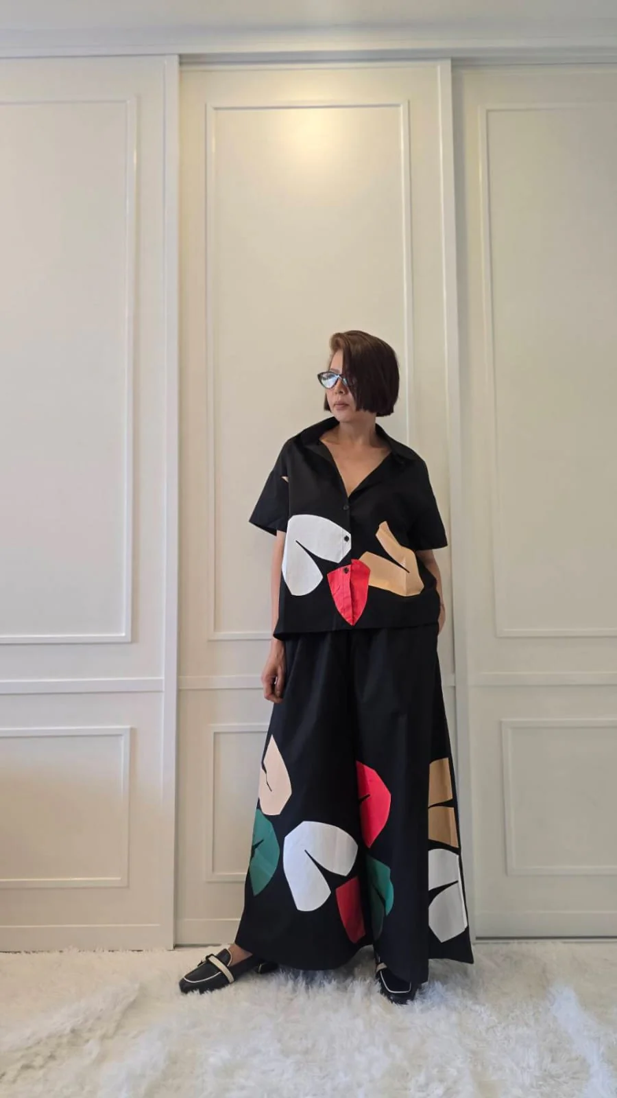Classic Black. Abstract Printed Cotton Co-ord Set - Image 4