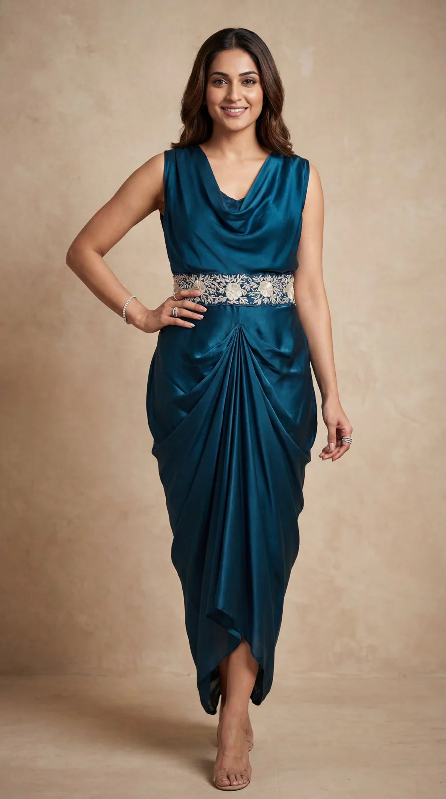 Deal Teal Cowl Crop Top & Skirt Set