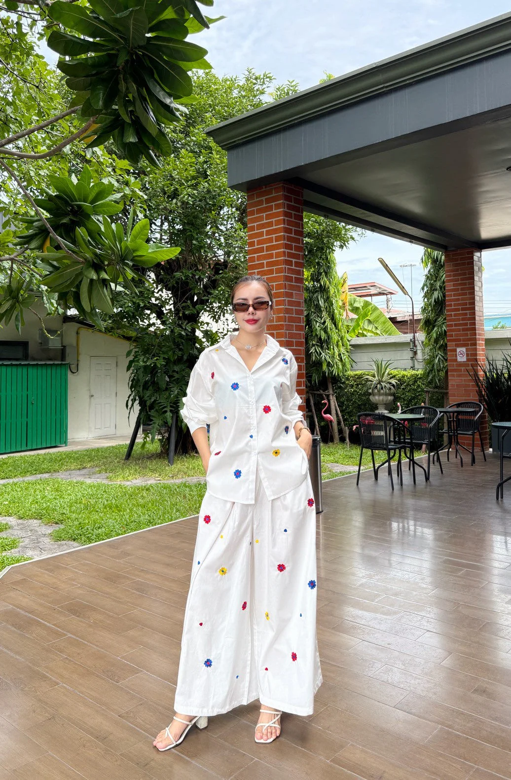 Crisp White Embroidered Organic Cotton Co-Ord Set - Image 2