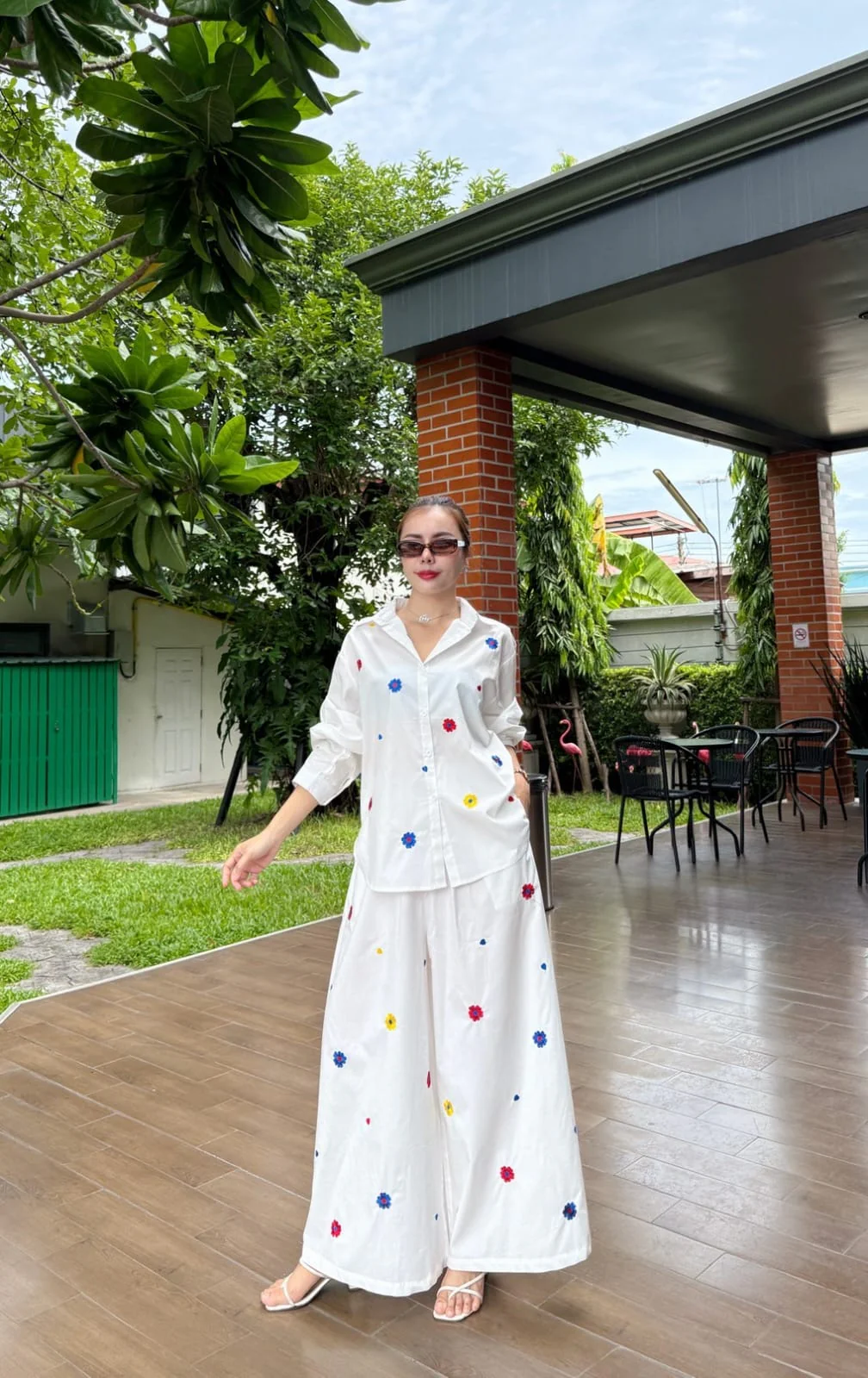 Crisp White Embroidered Organic Cotton Co-Ord Set - Image 5
