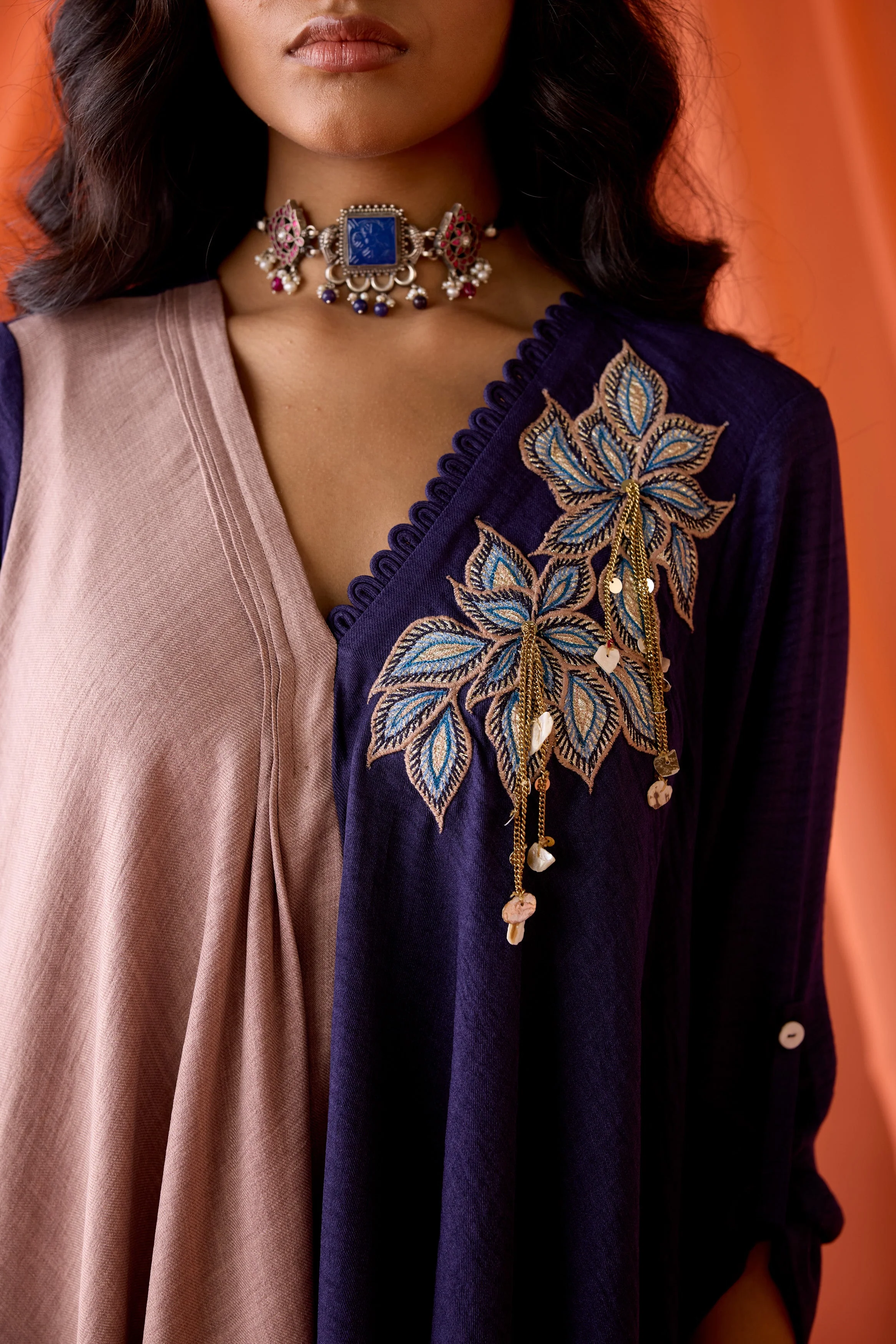 Royal Plum Embellished Premium Silk  Dress - Image 2