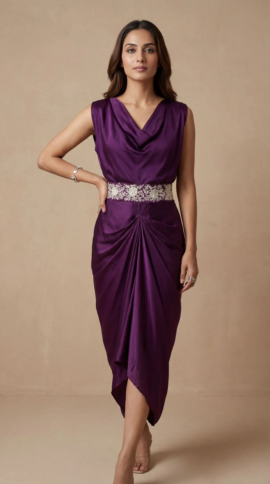 Deal Plum Cowl Crop Top & Skirt Set