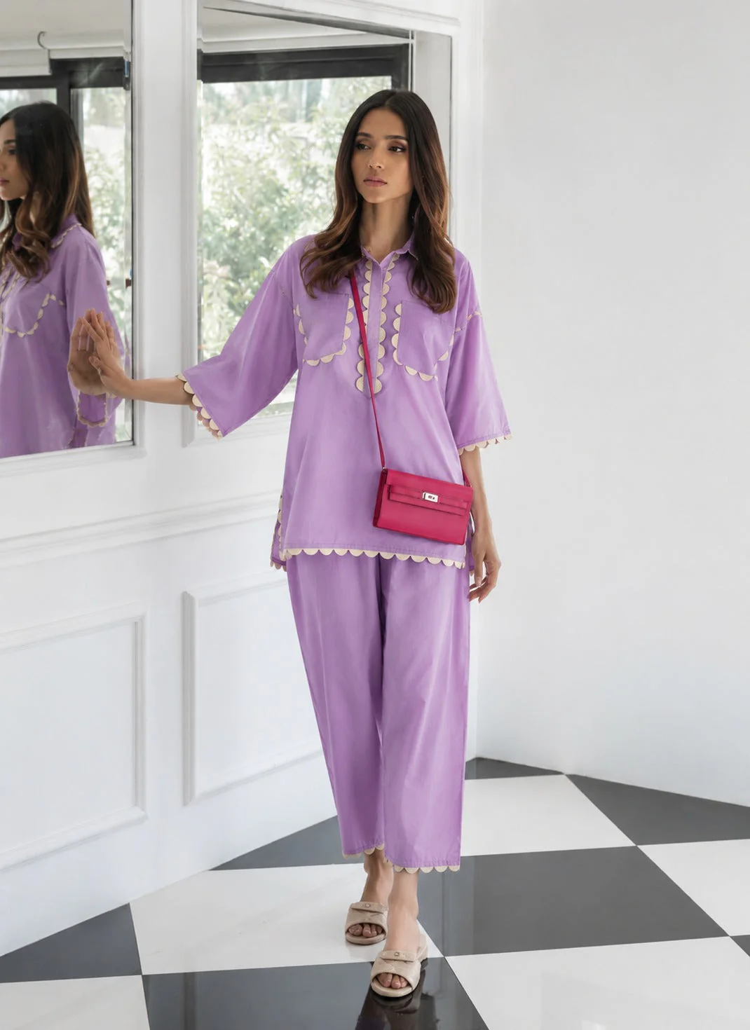 Pop Chic Embroidered Cotton Co-Ord Set