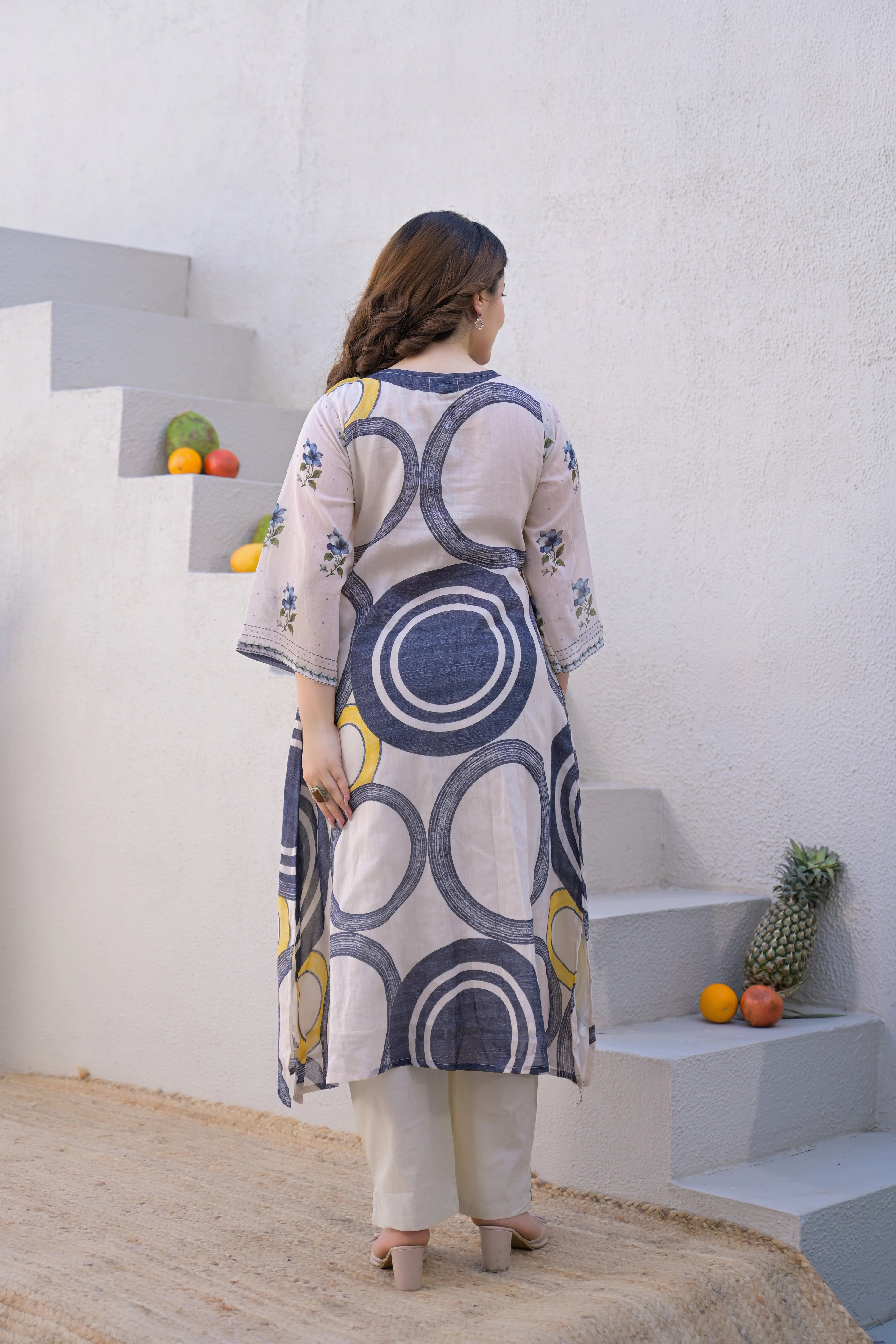 Indigo Orbit Printed Cotton Kurta Set - Image 7