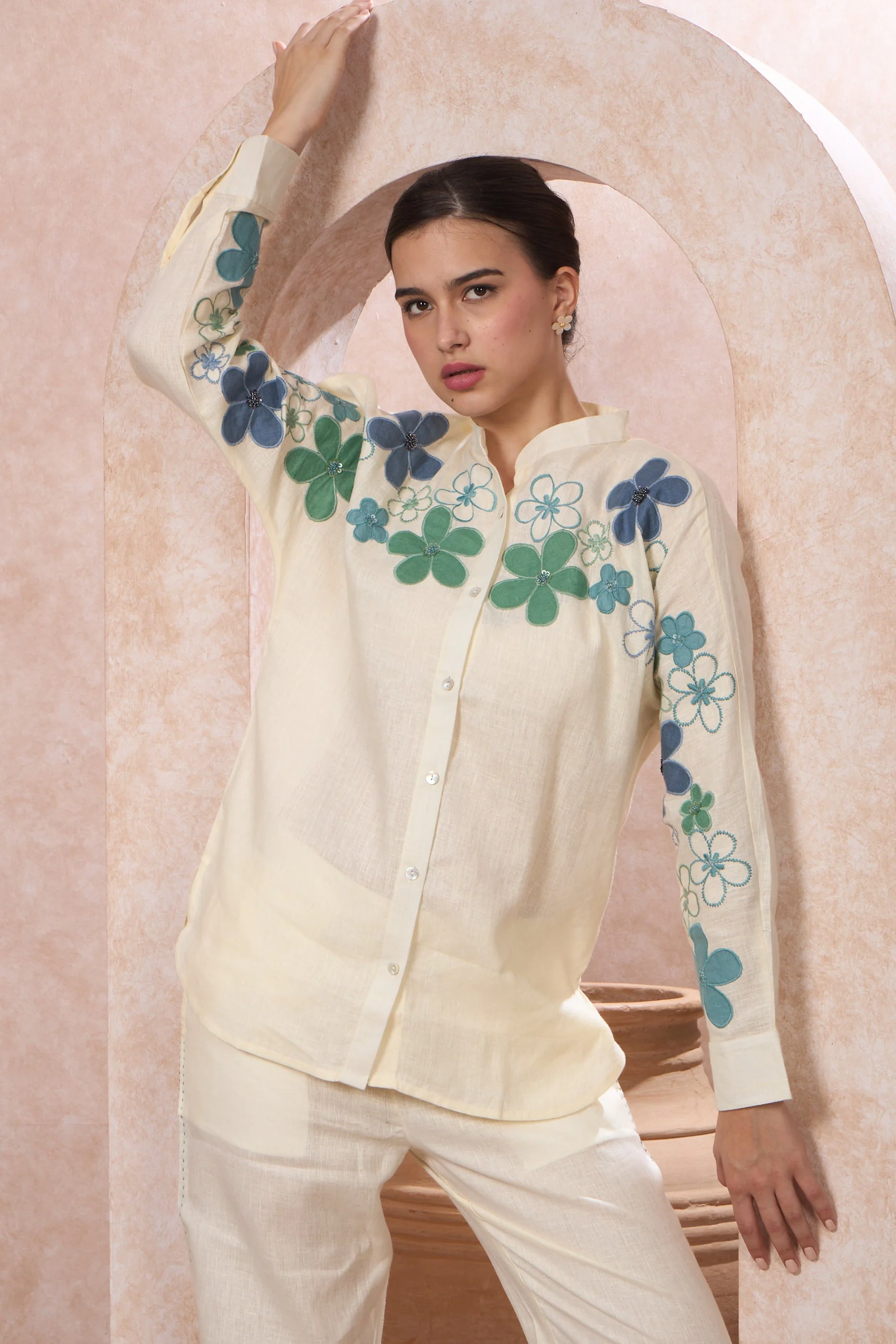 Ivory Meadow Embroidered Linen Co-Ord Set - Image 2