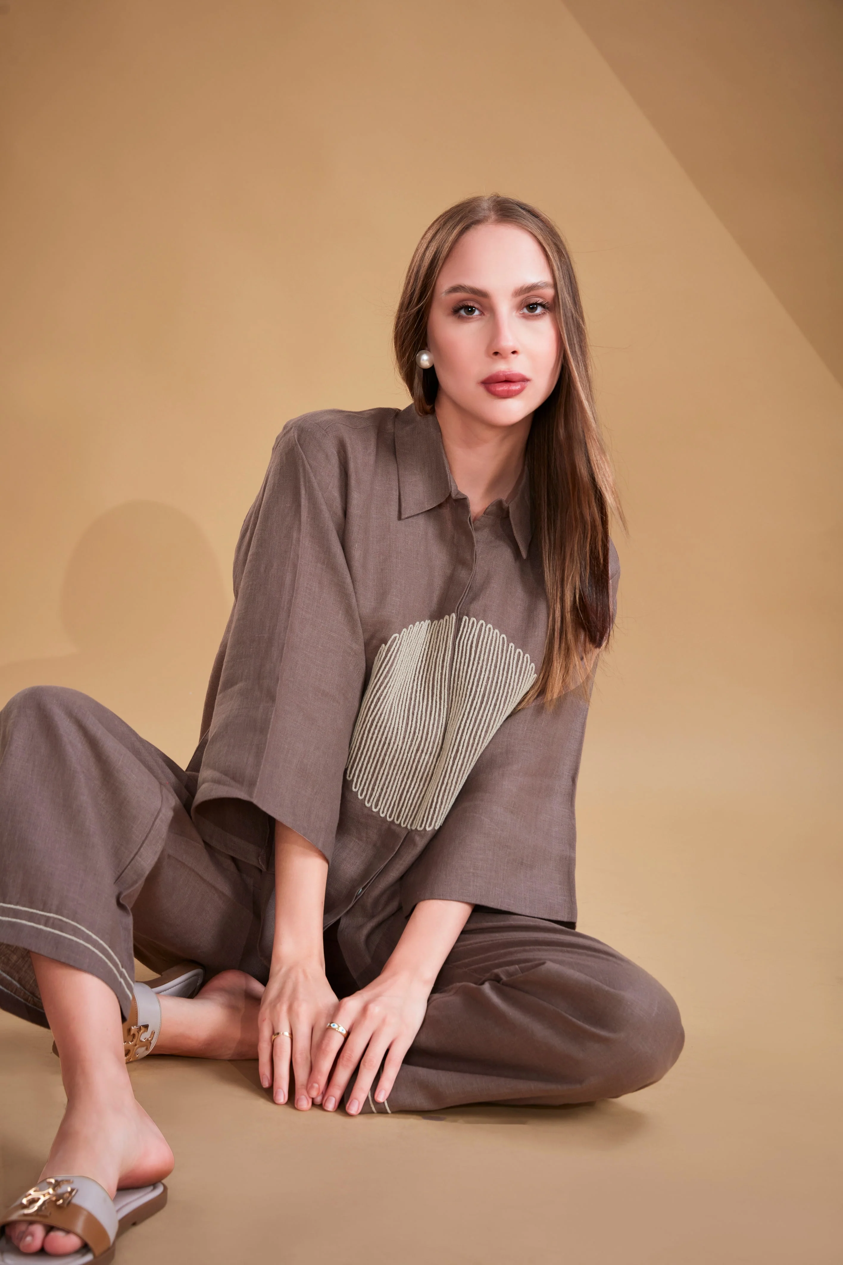 Luna Loom Embroidered Linen Co-Ord Set - Image 2