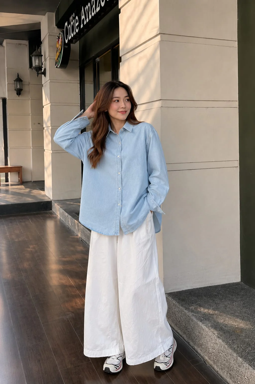 Ice Blue Denim Button-Down Shirt