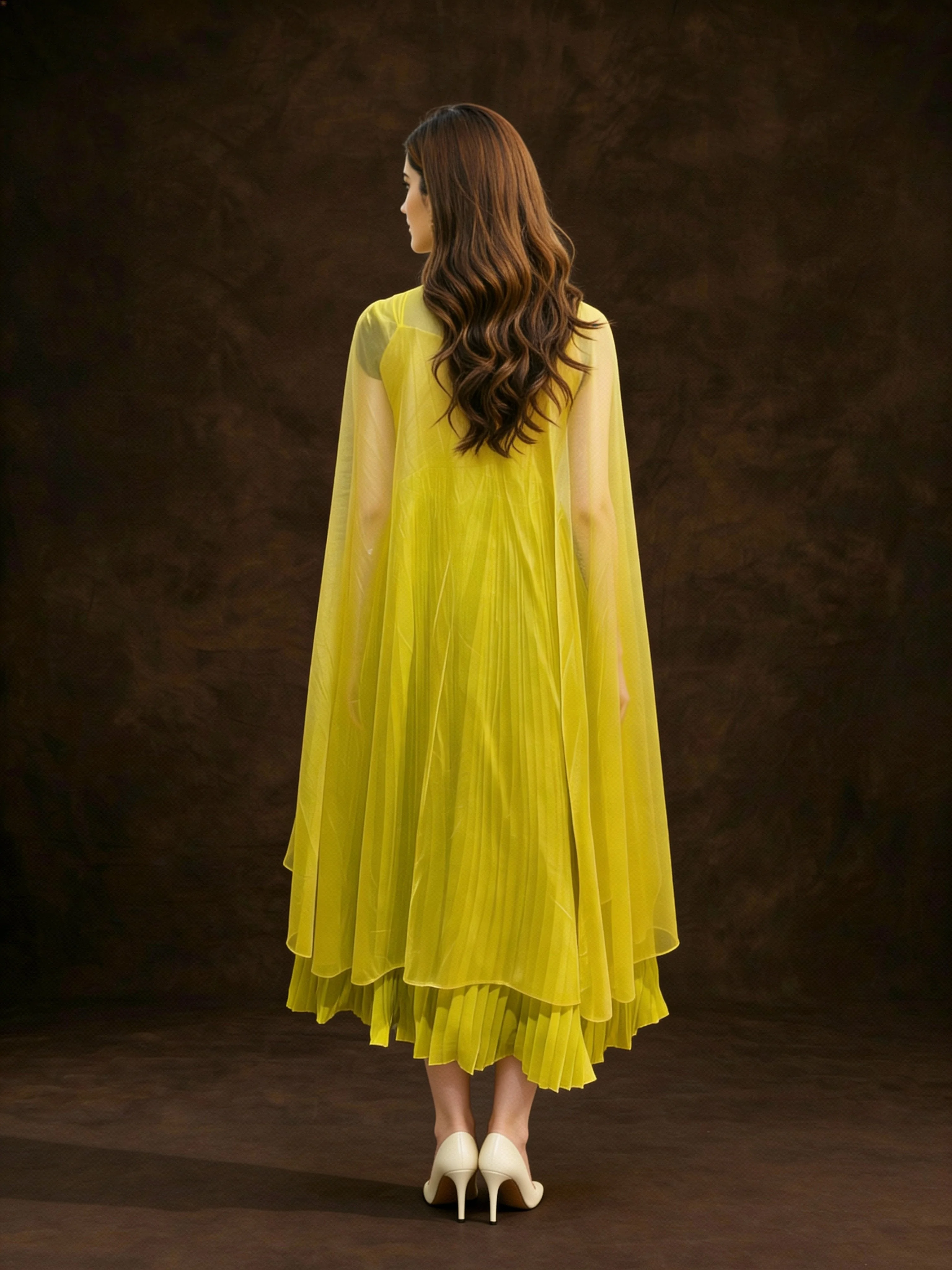 Chartreuse Green Embellished Georgette Silk Gown - Image 2