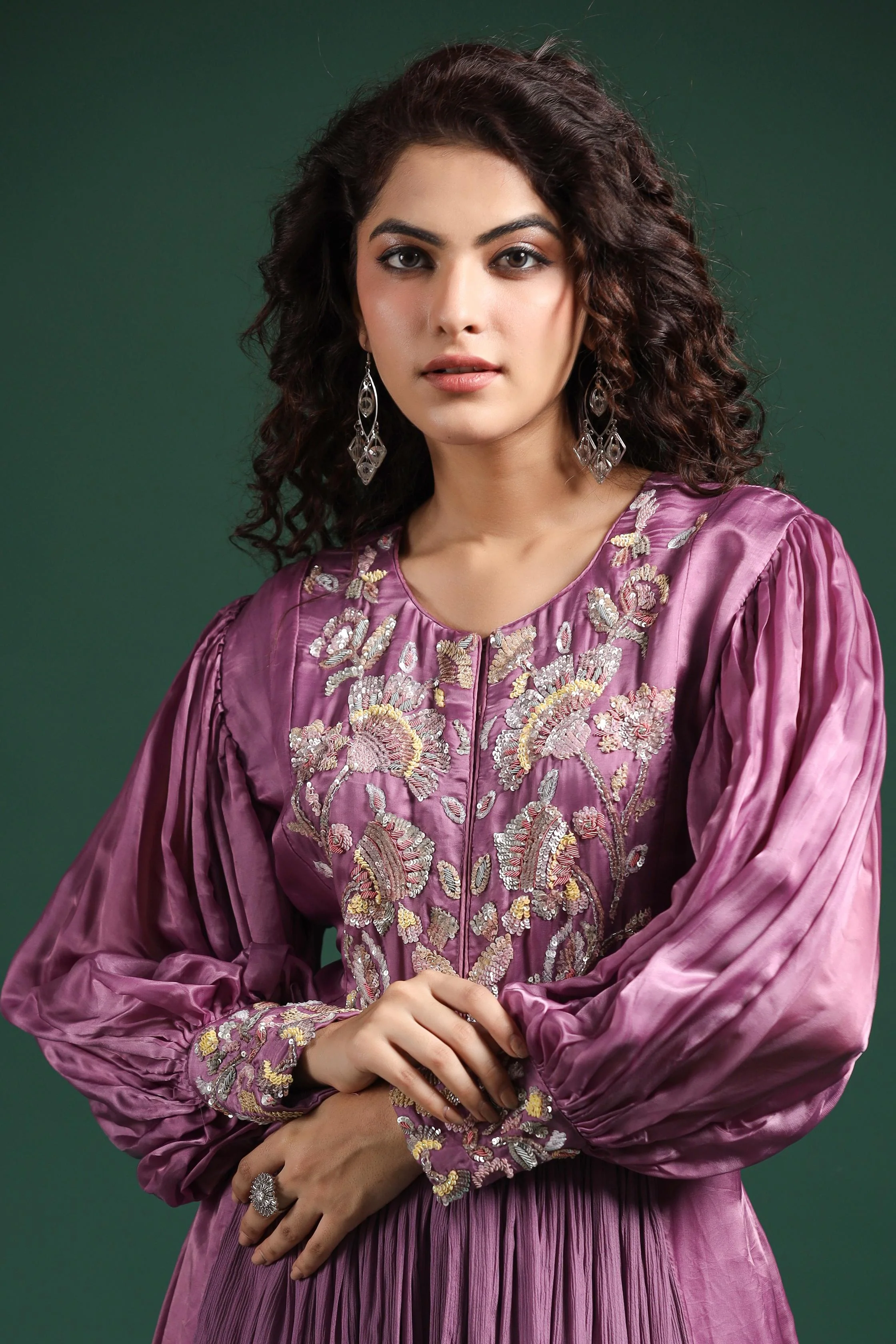 Mulberry Pink Embellished Premium Silk Sharara Set - Image 2
