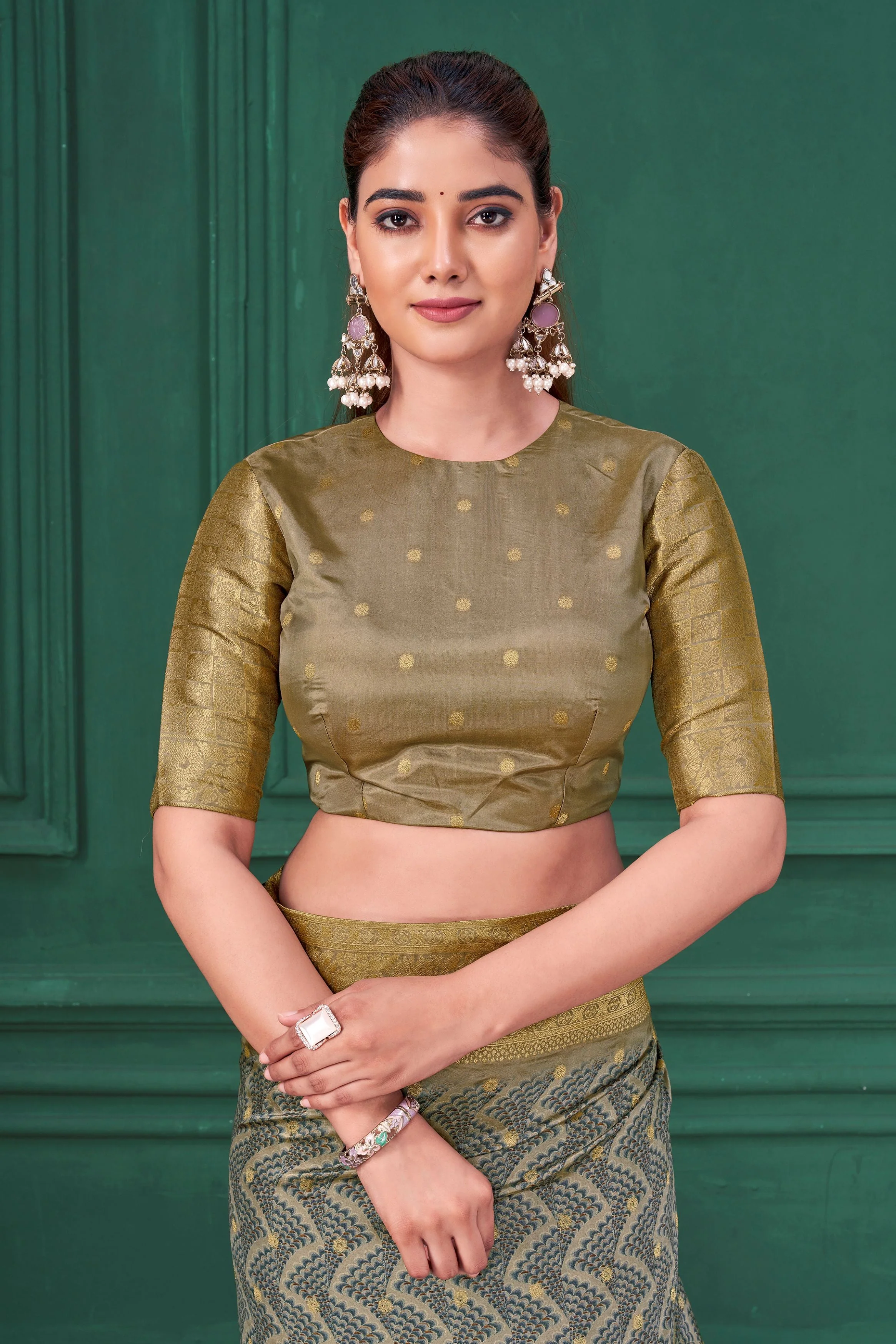 Pastel Grey Digital Printed Tussar Silk Saree - Image 2