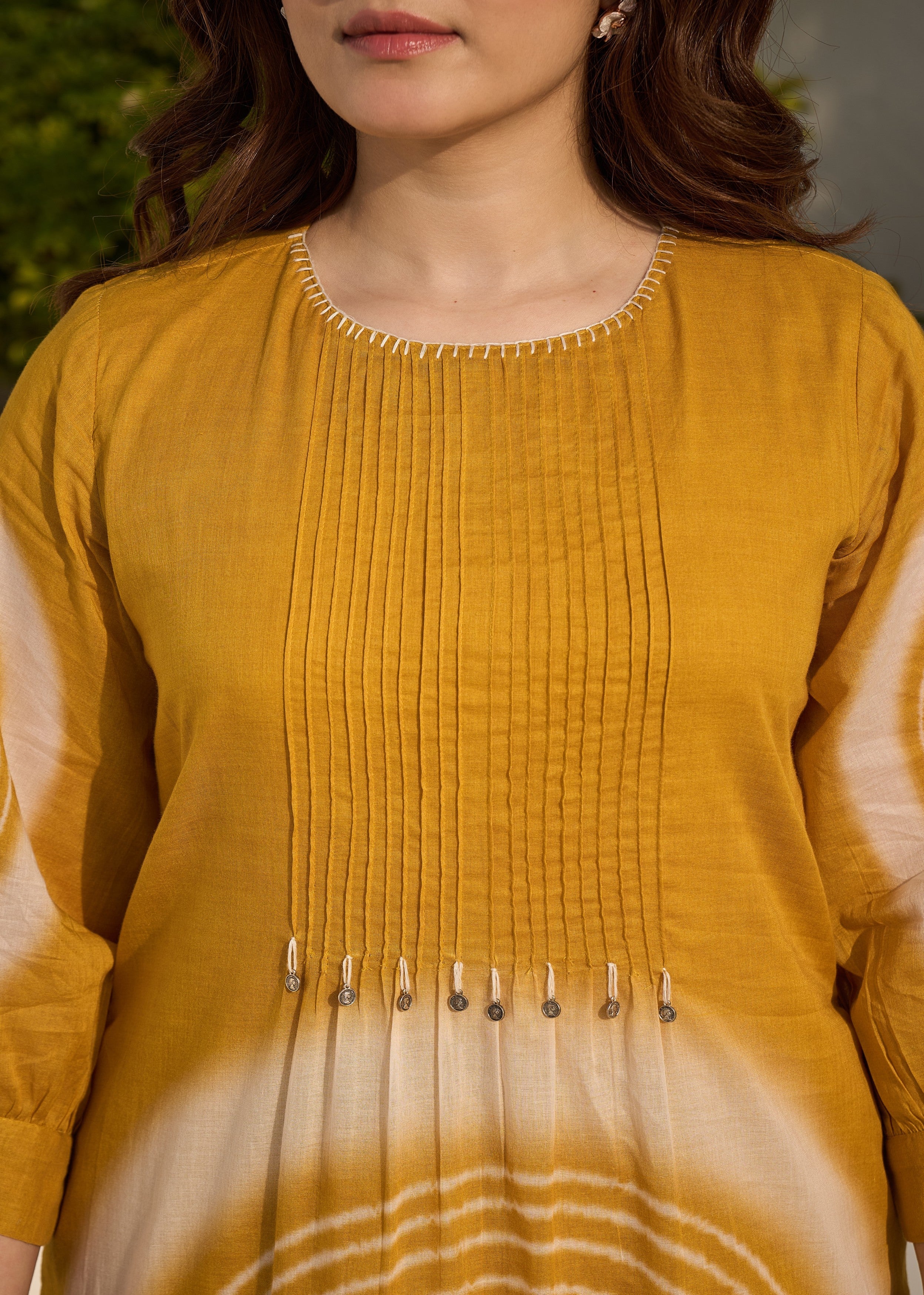 Mustard Yellow Embroidered Mul-Cotton Kurta Set - Image 2