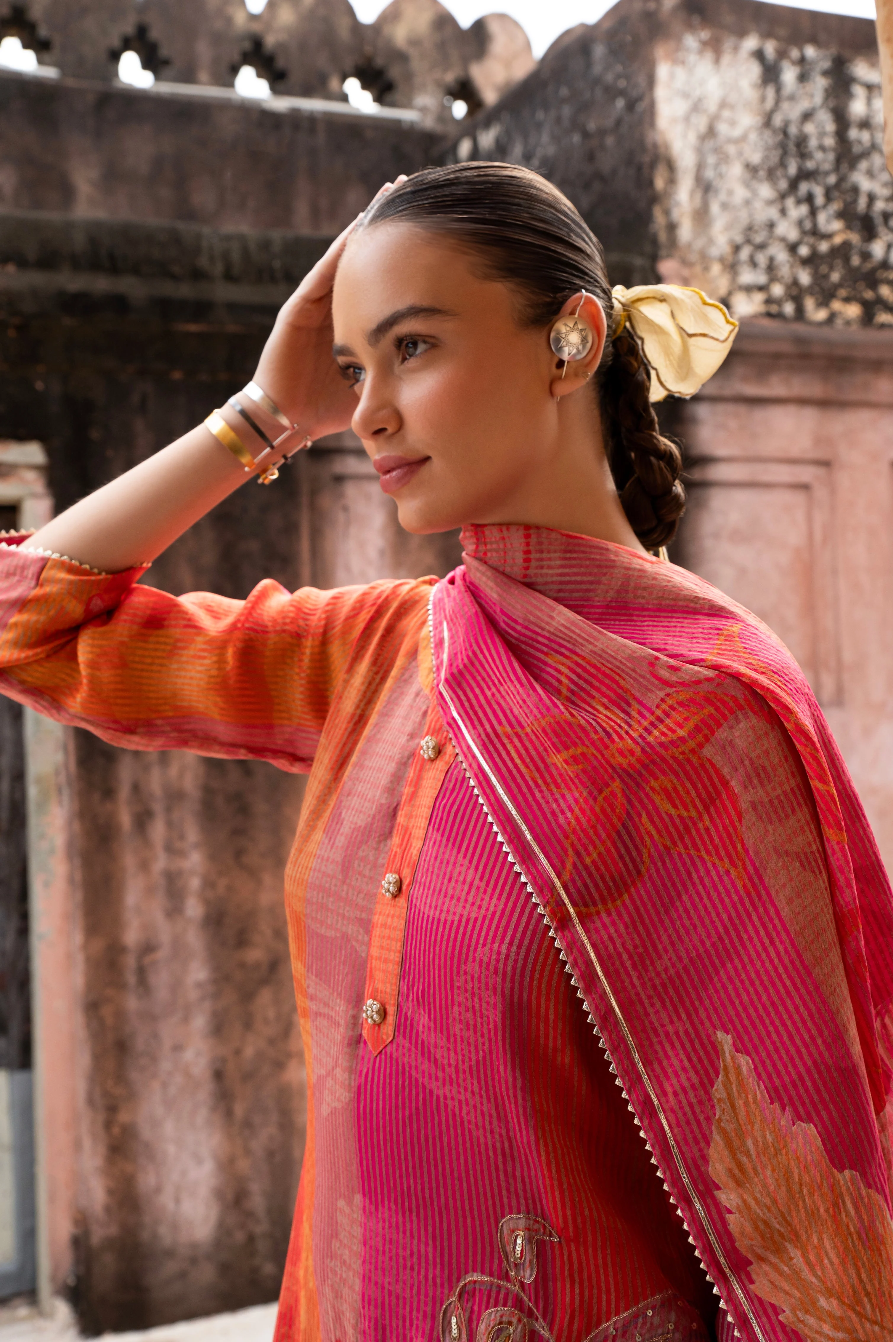 Pure Pink Embellished  Premium Silk Pant Set - Image 2