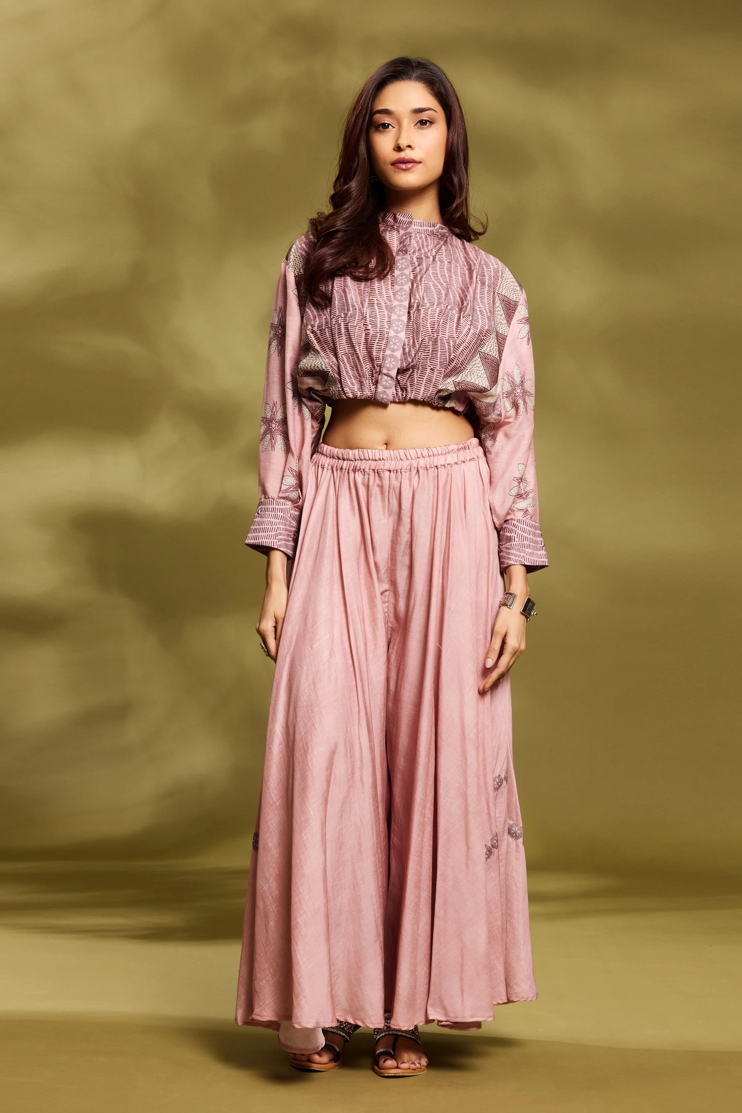 Pink Ethnic Tunic & Palazzo Set