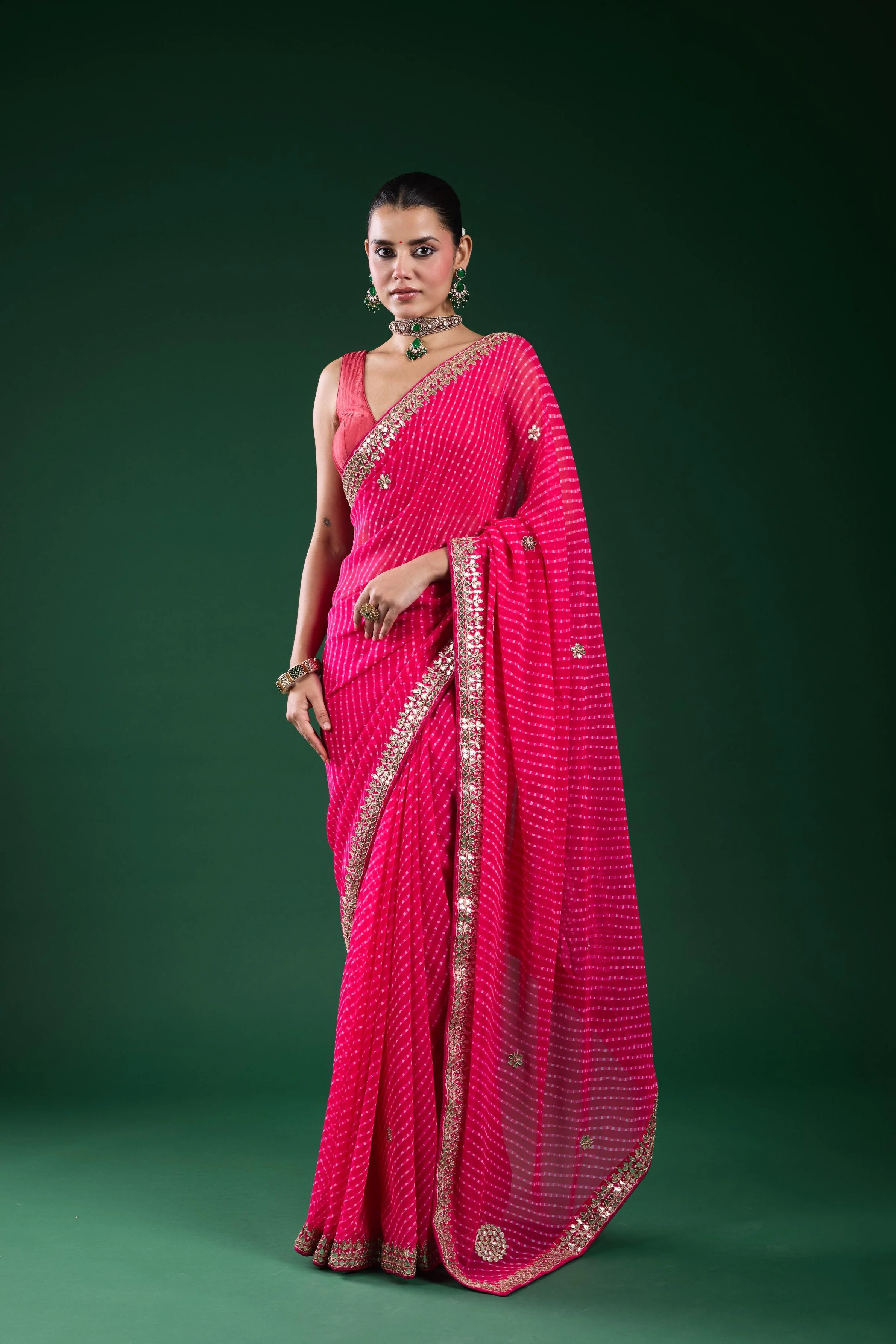 Pink Gotta Georgette Silk Saree