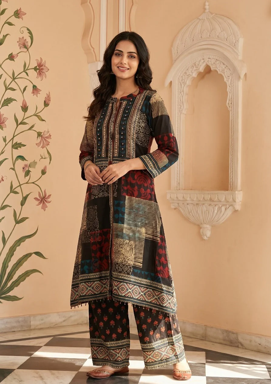 Multicolor Bloom Printed Muslin Silk Kurta Set - Image 3