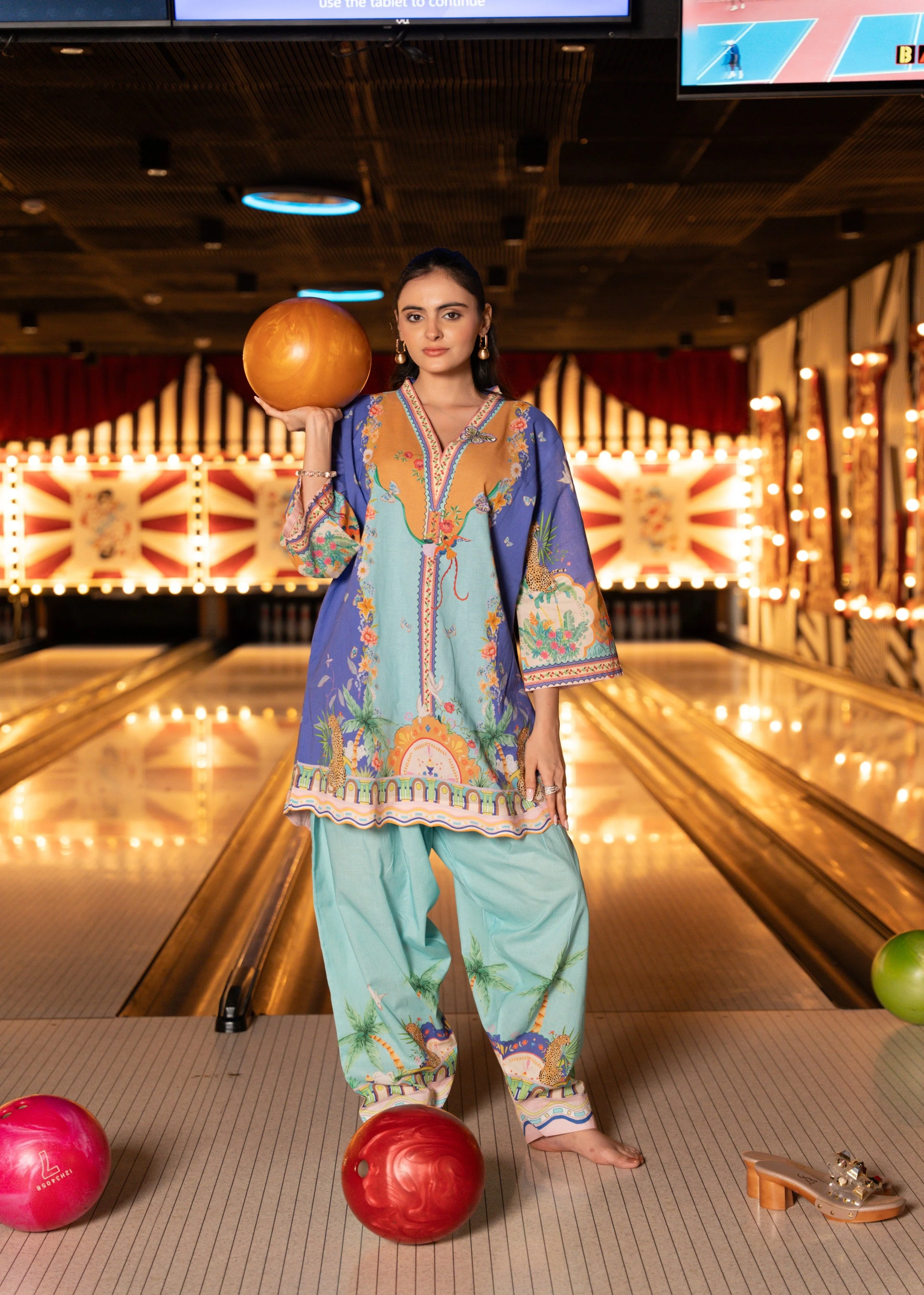 Tropical Azure Printed Cotton Co-ord Set