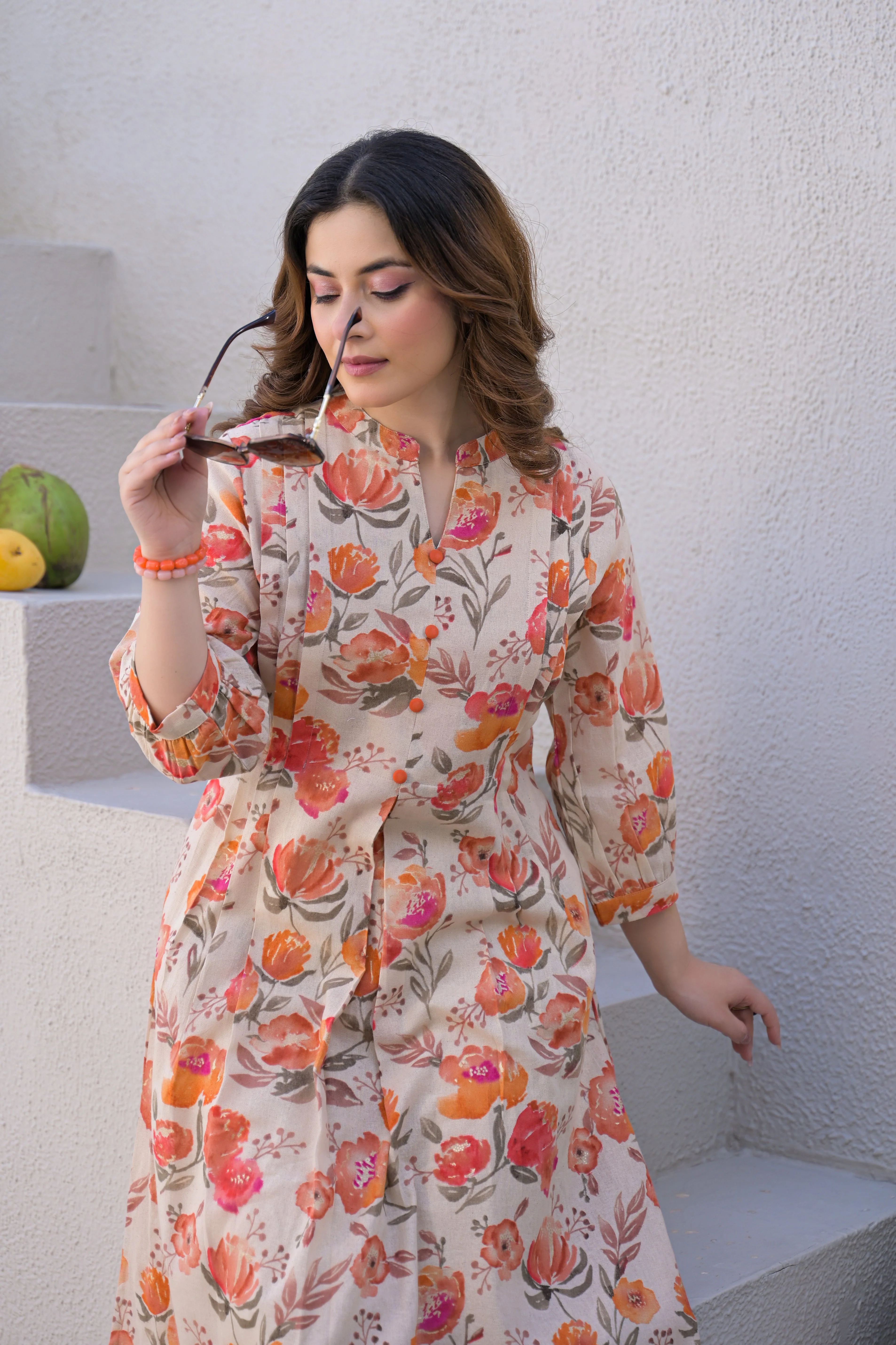 Sunset Bloom Printed Cotton Kurta Set - Image 3