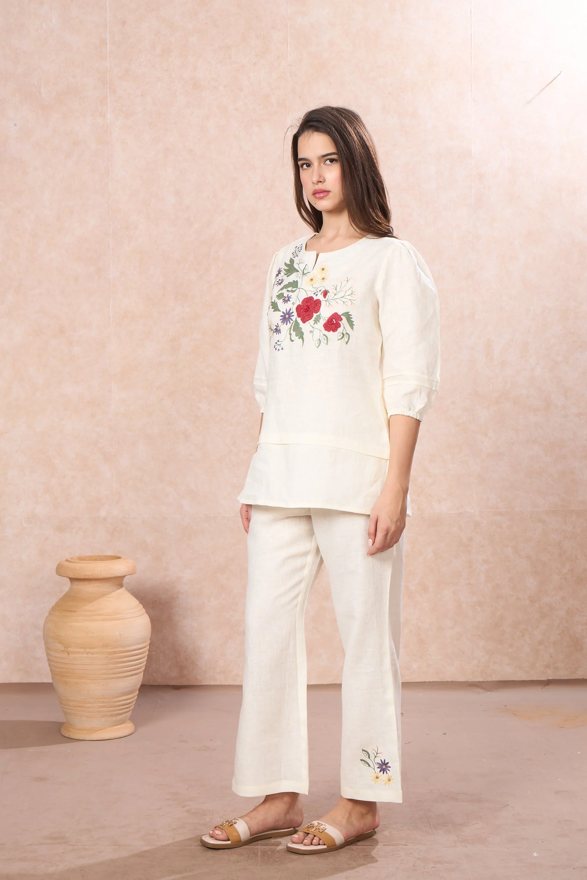 Ivory Garden Printed Linen Co-Ord Set