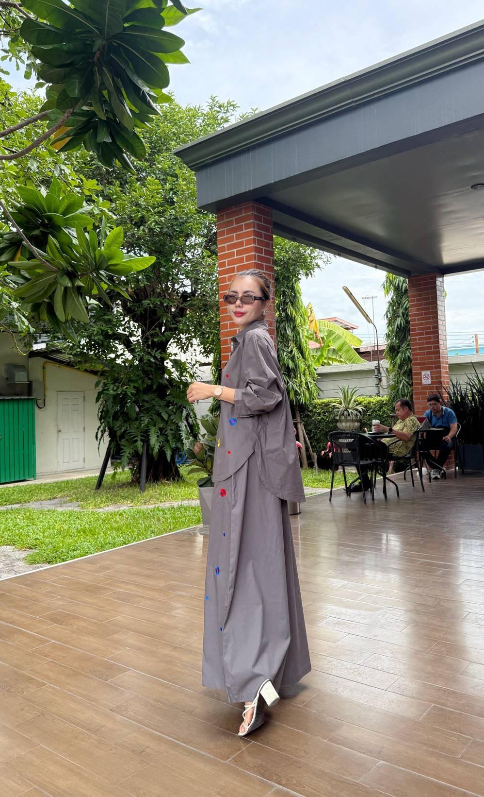 Slate Grey Embroidered Organic Cotton Co-Ord Set - Image 9