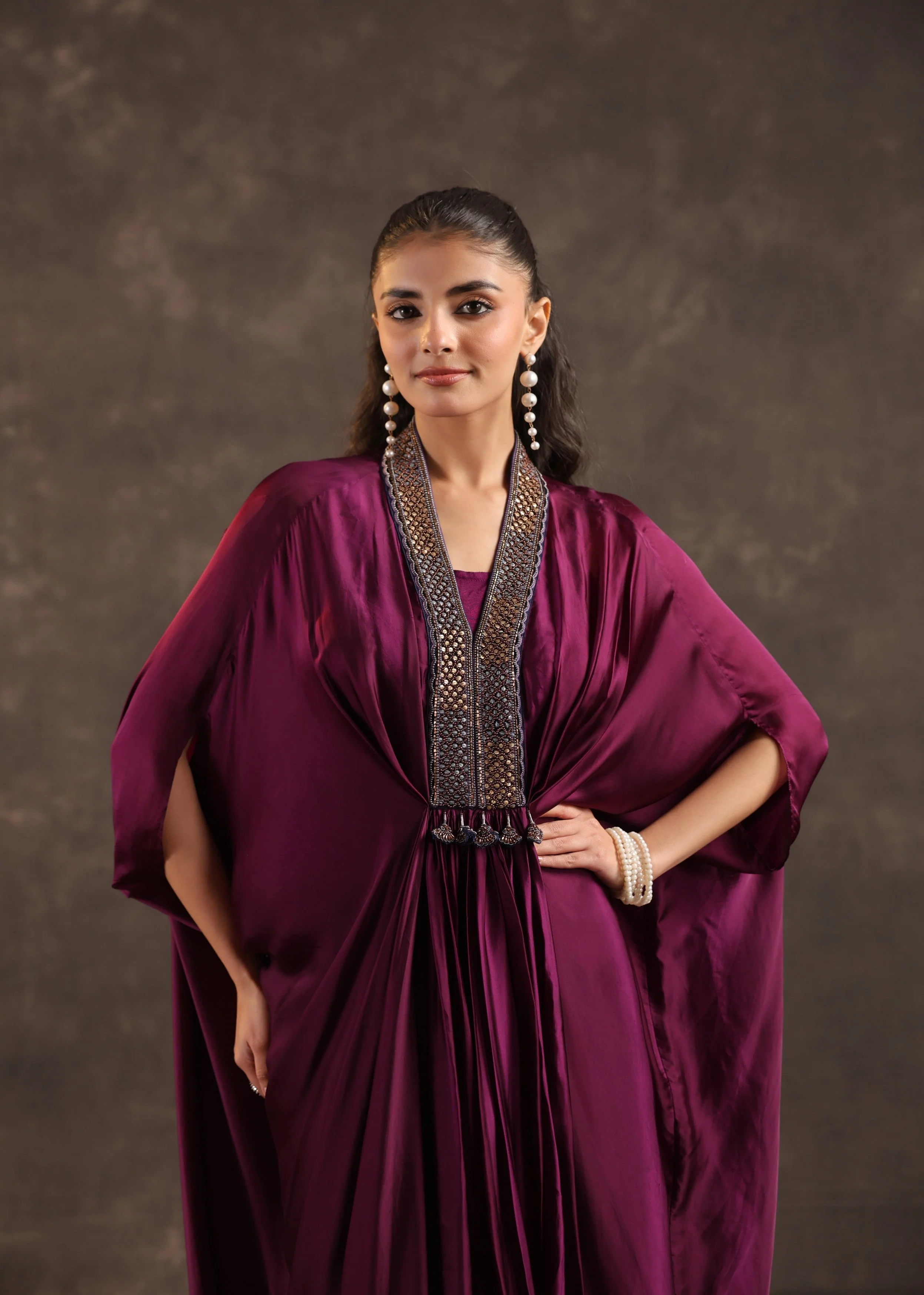 Mulberry Regal Embellished Satin Silk Dress - Image 2