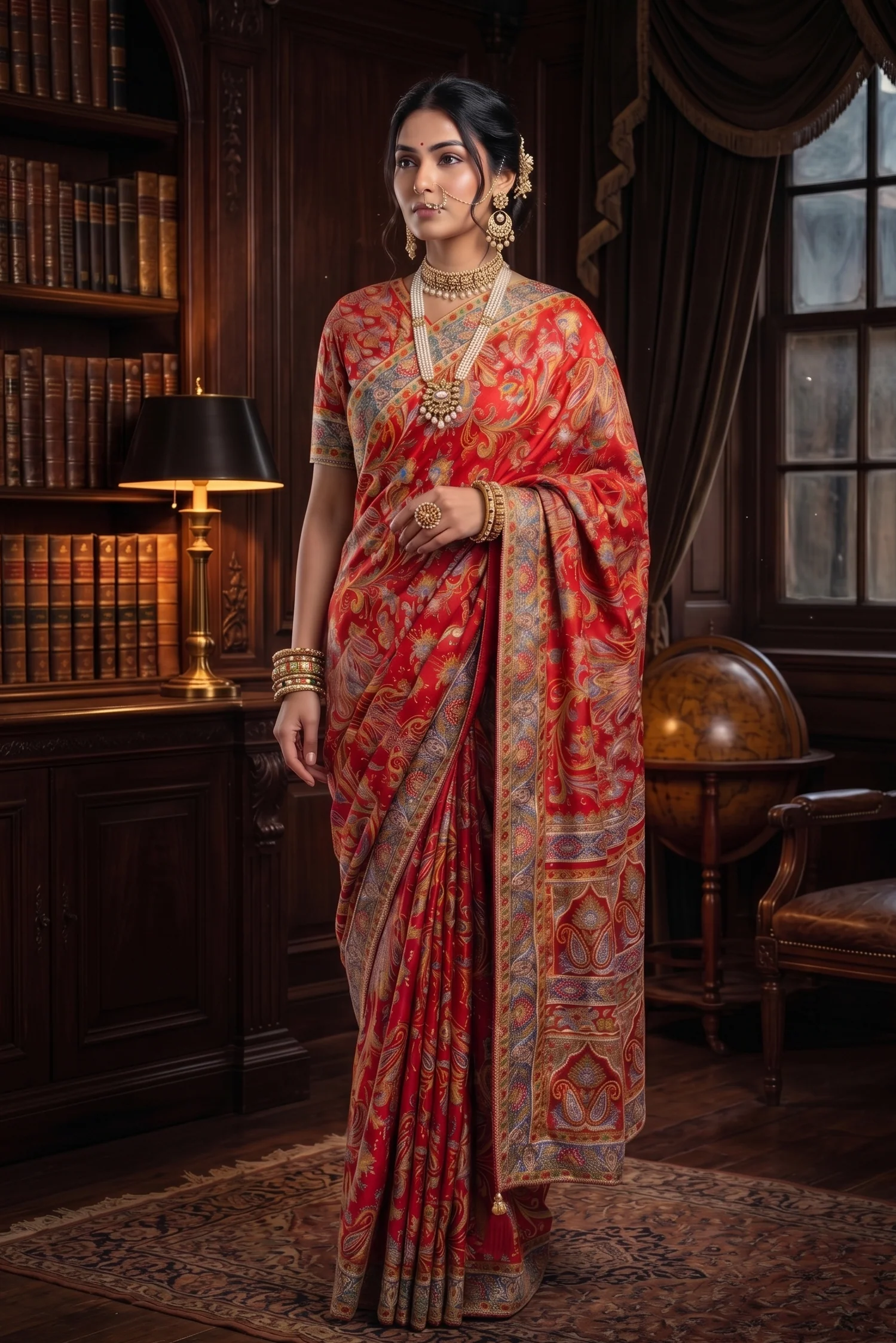 Scarlet Heritage Printed Crepe Silk Saree