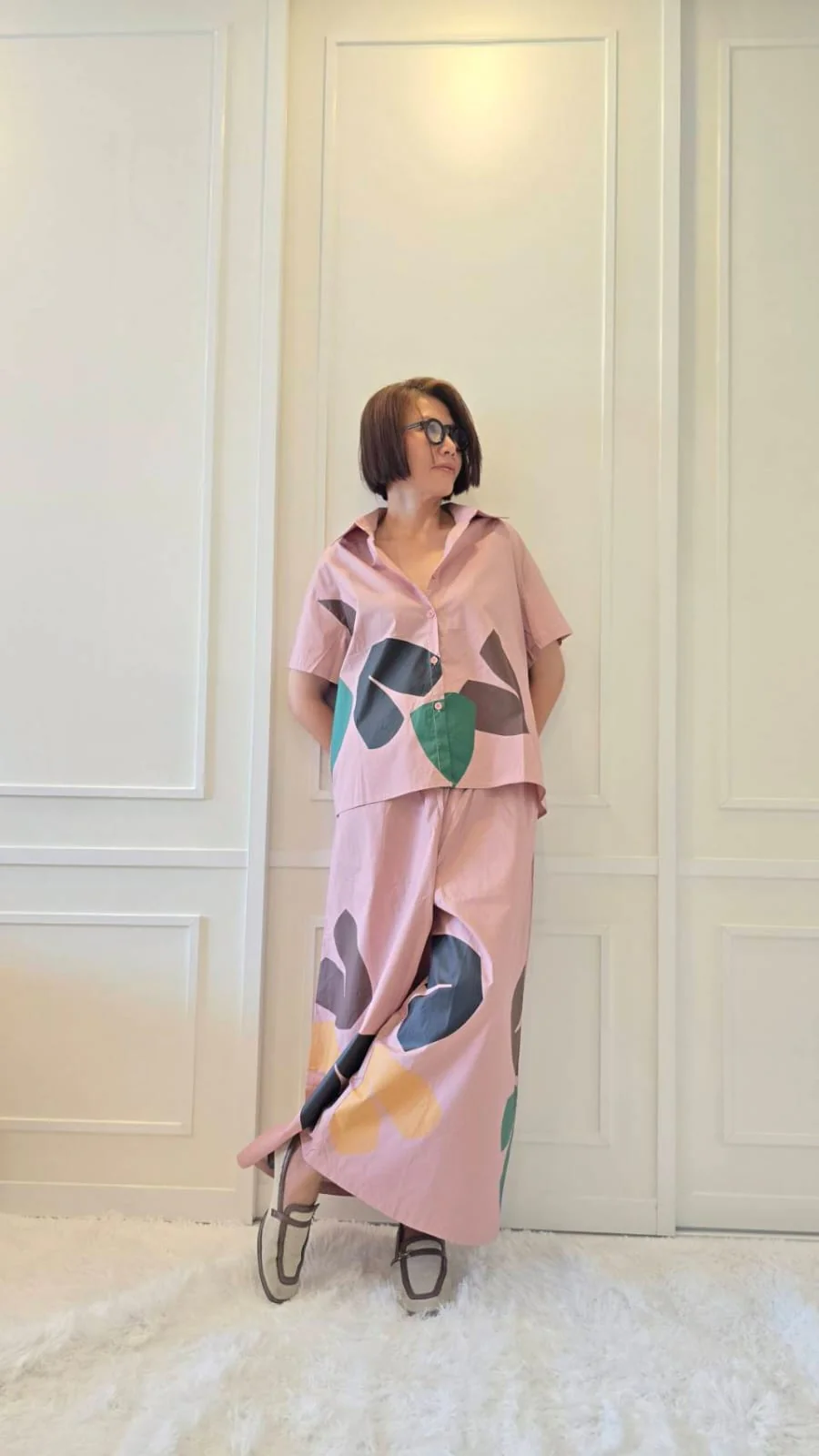 Soft Pink Abstract Printed Cotton Co-ord Set