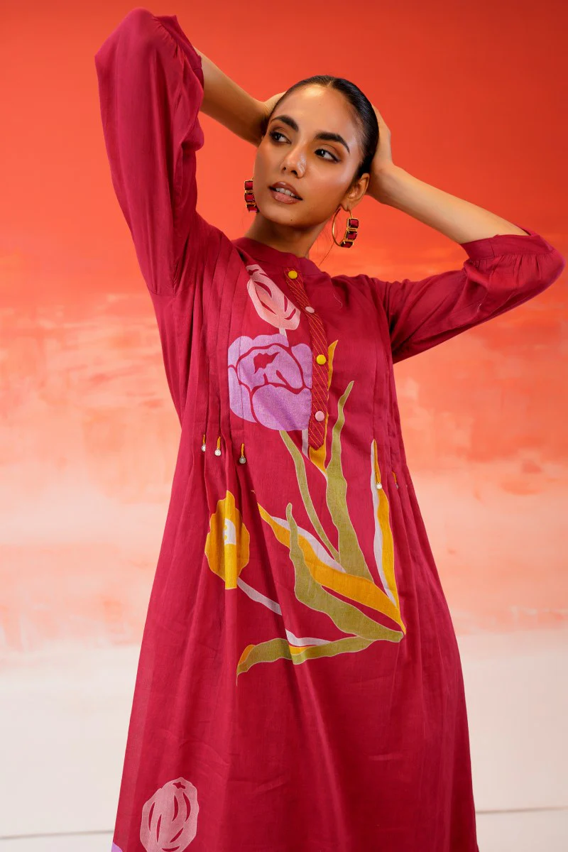 Crimson Tulip Printed Mul Cotton Kurta Set - Image 3